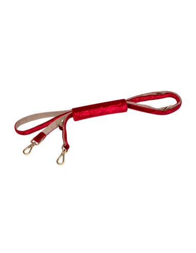 Dog or cat leash glossy velour Sparkle Red
